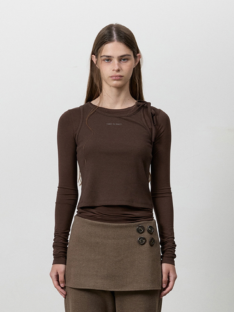 ノットストラップレイヤードTシャツ（ブラウン） | THREE TO EIGHTY | HANA(ハナ) #7