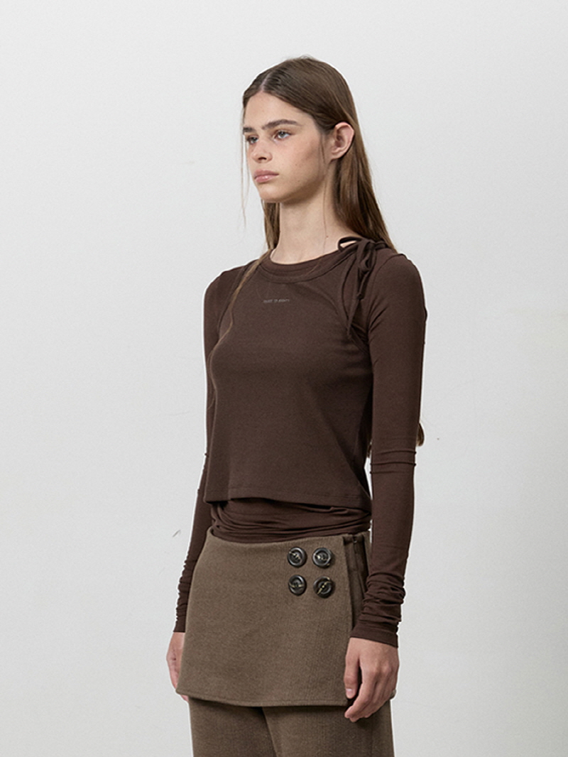 ノットストラップレイヤードTシャツ（ブラウン） | THREE TO EIGHTY | HANA(ハナ) #8