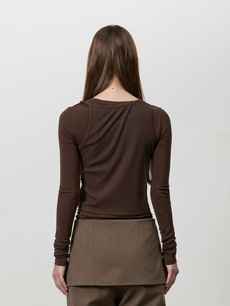 ノットストラップレイヤードTシャツ（ブラウン） | THREE TO EIGHTY | HANA(ハナ) #9
