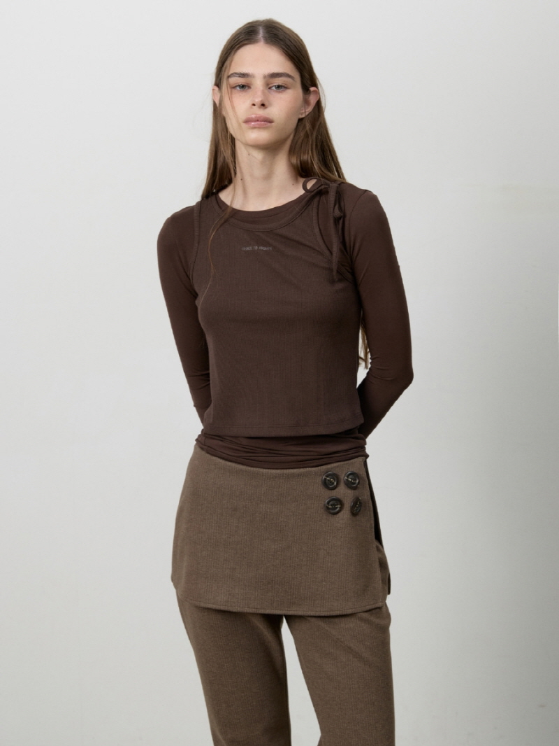 ノットストラップレイヤードTシャツ（ブラウン） | THREE TO EIGHTY | HANA(ハナ) #11