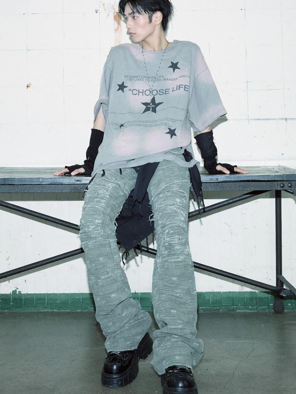 ディストレスト クラック ローライズパンツ_[カーキ] | LECYTO | HANA(ハナ) #3