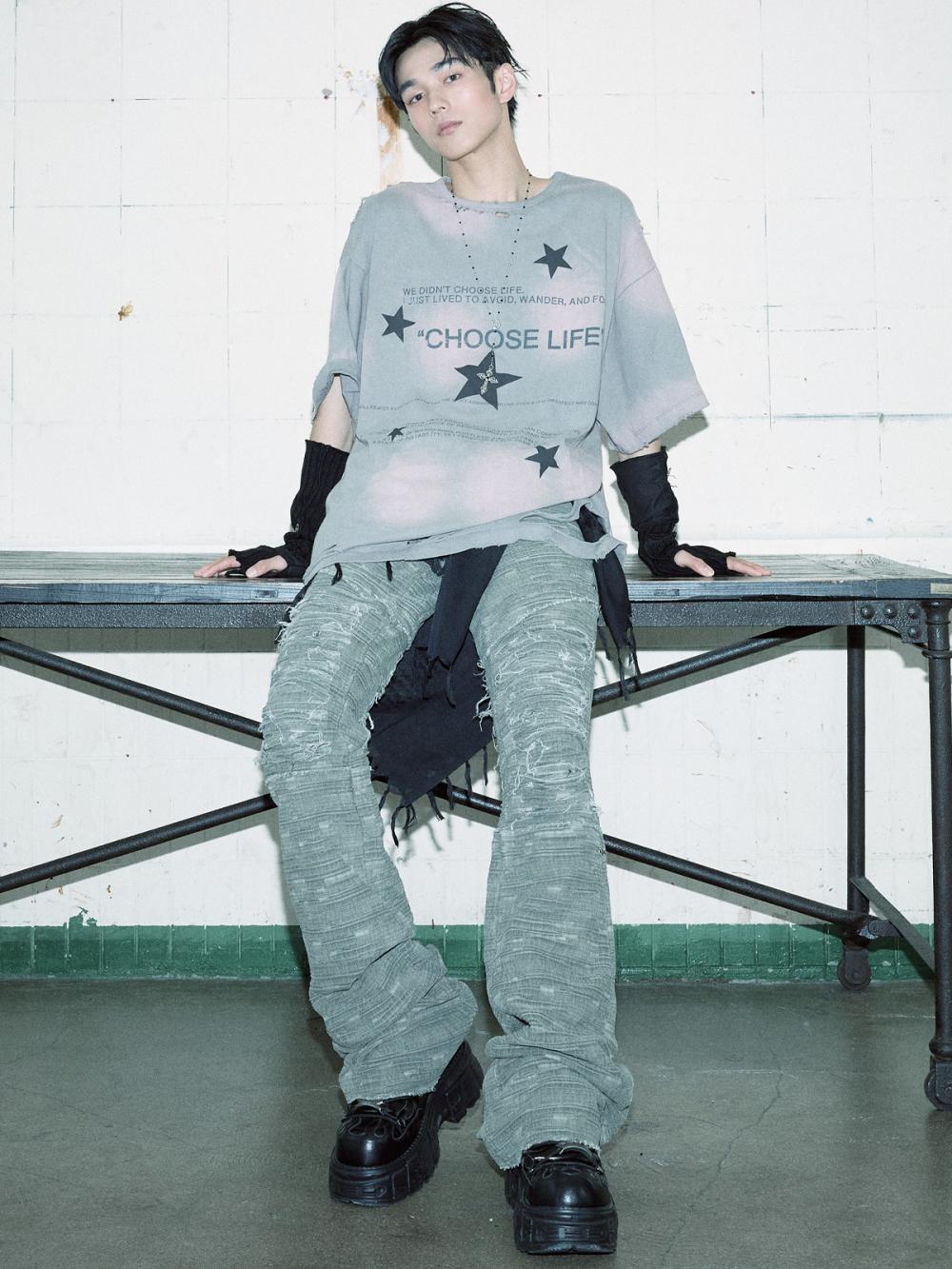 ディストレスト クラック ローライズパンツ_[カーキ] | LECYTO | HANA(ハナ) #6