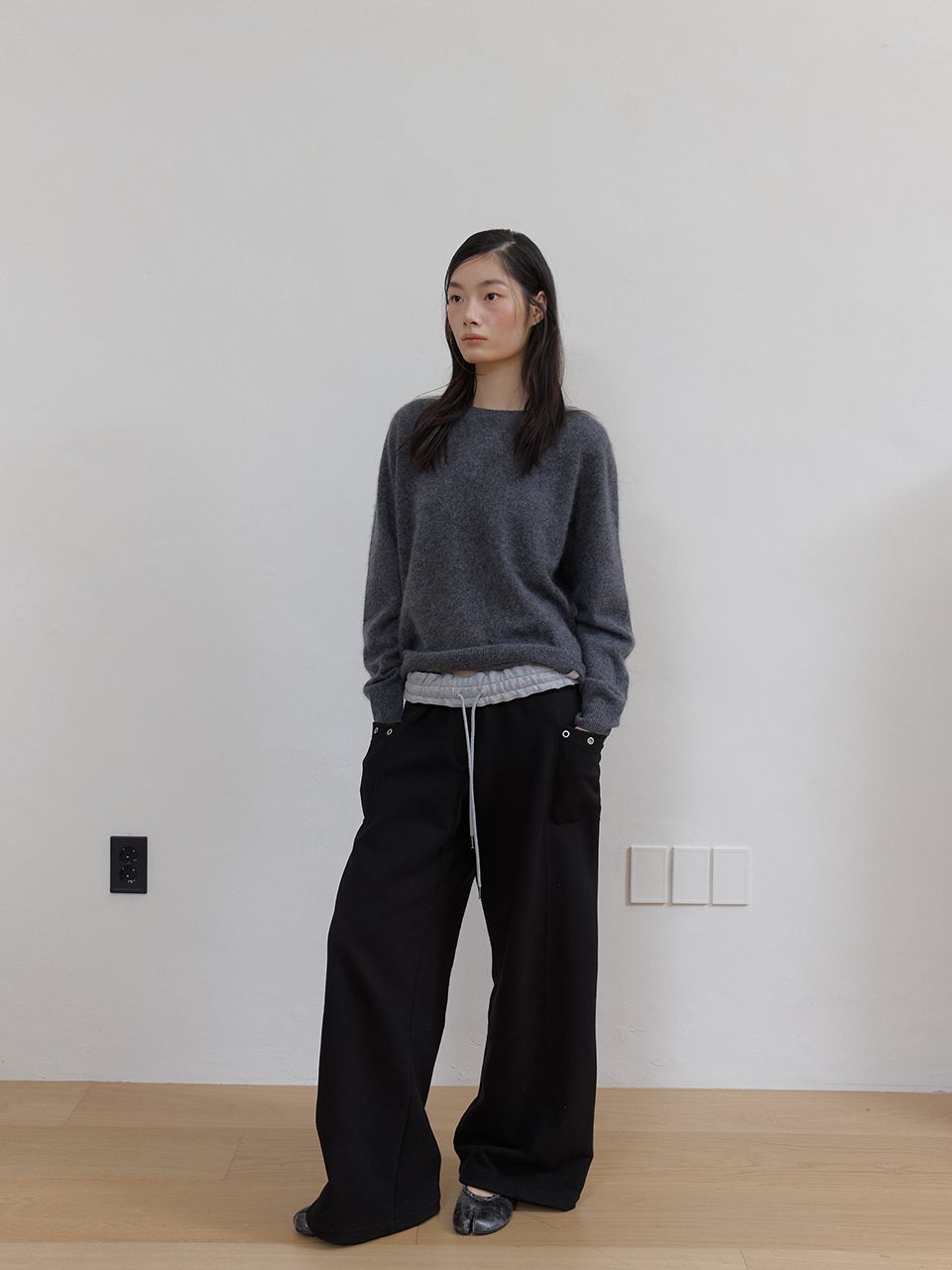 フリースカラーフリップスウェットパンツ (ブラック) | ASURA | HANA(ハナ) #2