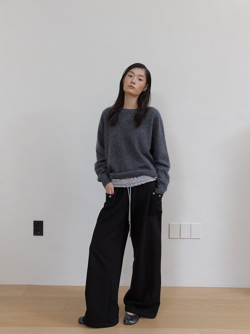 フリースカラーフリップスウェットパンツ (ブラック) | ASURA | HANA(ハナ) #5