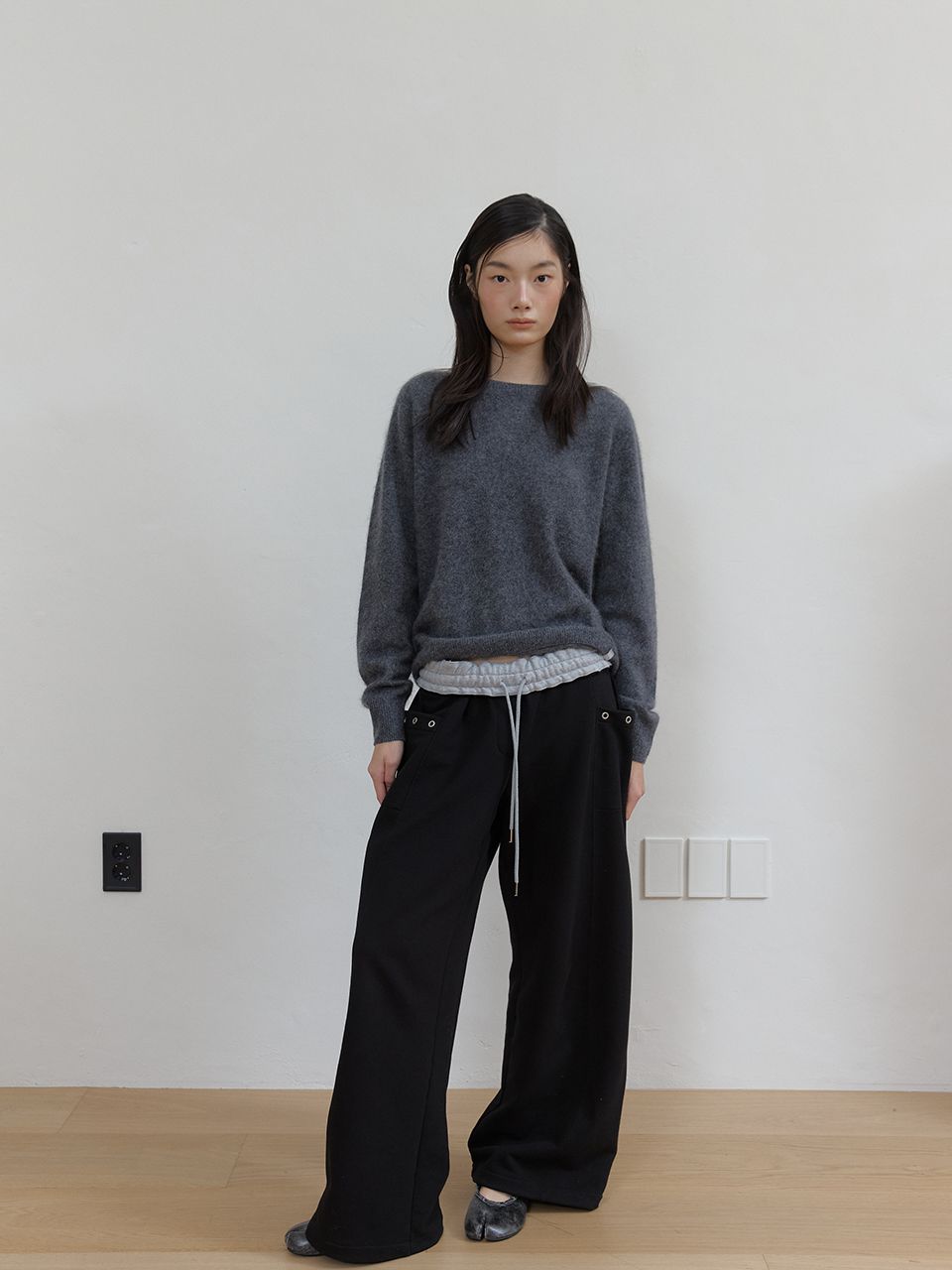 フリースカラーフリップスウェットパンツ (ブラック) | ASURA | HANA(ハナ) #6