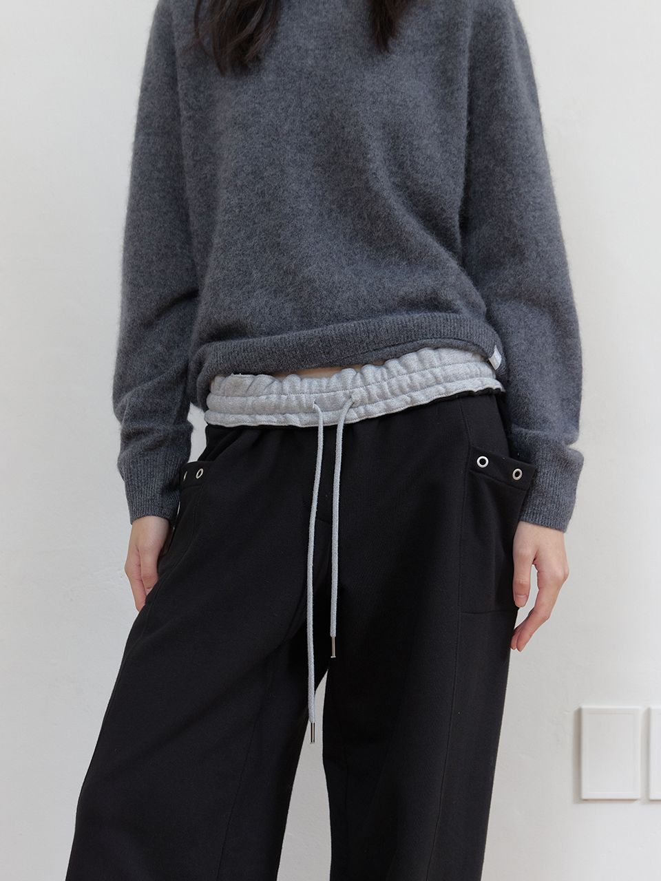 フリースカラーフリップスウェットパンツ (ブラック) | ASURA | HANA(ハナ) #8