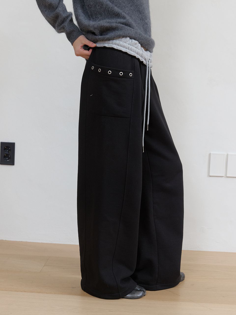 フリースカラーフリップスウェットパンツ (ブラック) | ASURA | HANA(ハナ) #9