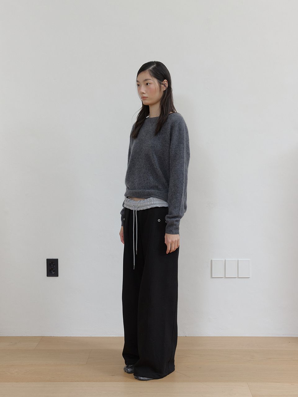 フリースカラーフリップスウェットパンツ (ブラック) | ASURA | HANA(ハナ) #11