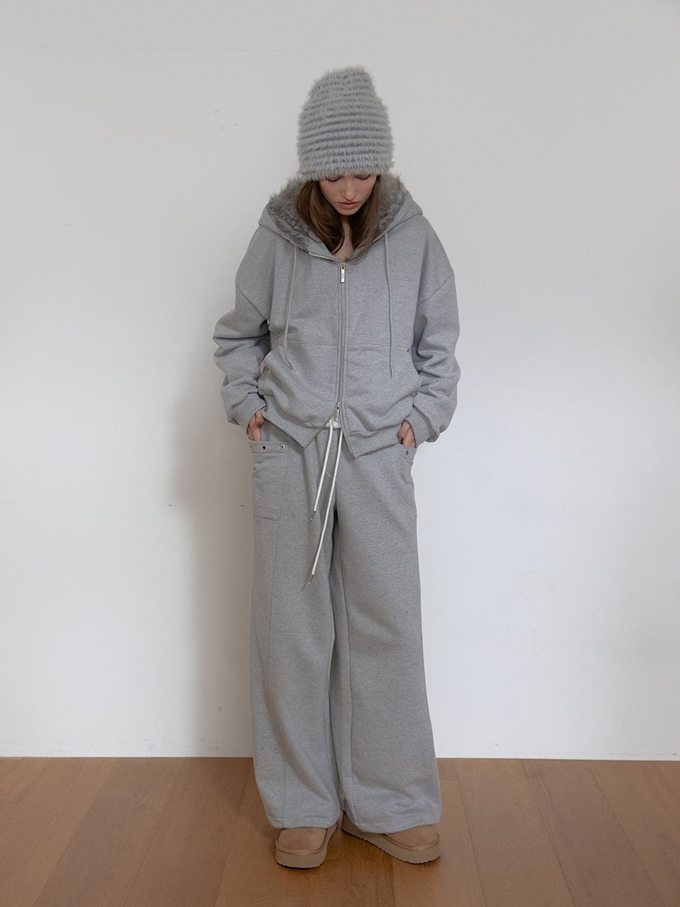 フリースカラーフリップスウェットパンツ (メランジグレー) | ASURA | HANA(ハナ) #2