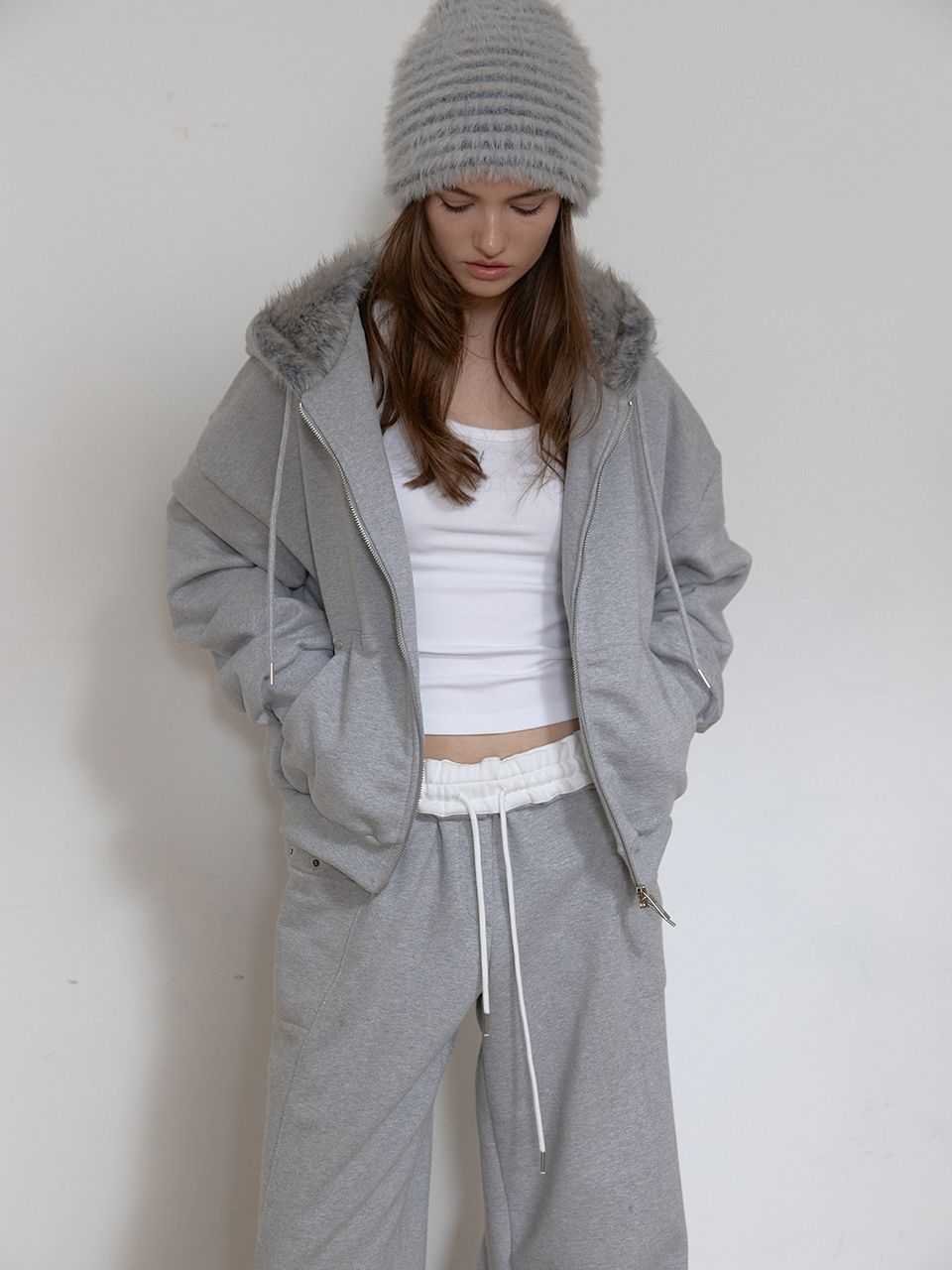 フリースカラーフリップスウェットパンツ (メランジグレー) | ASURA | HANA(ハナ) #5