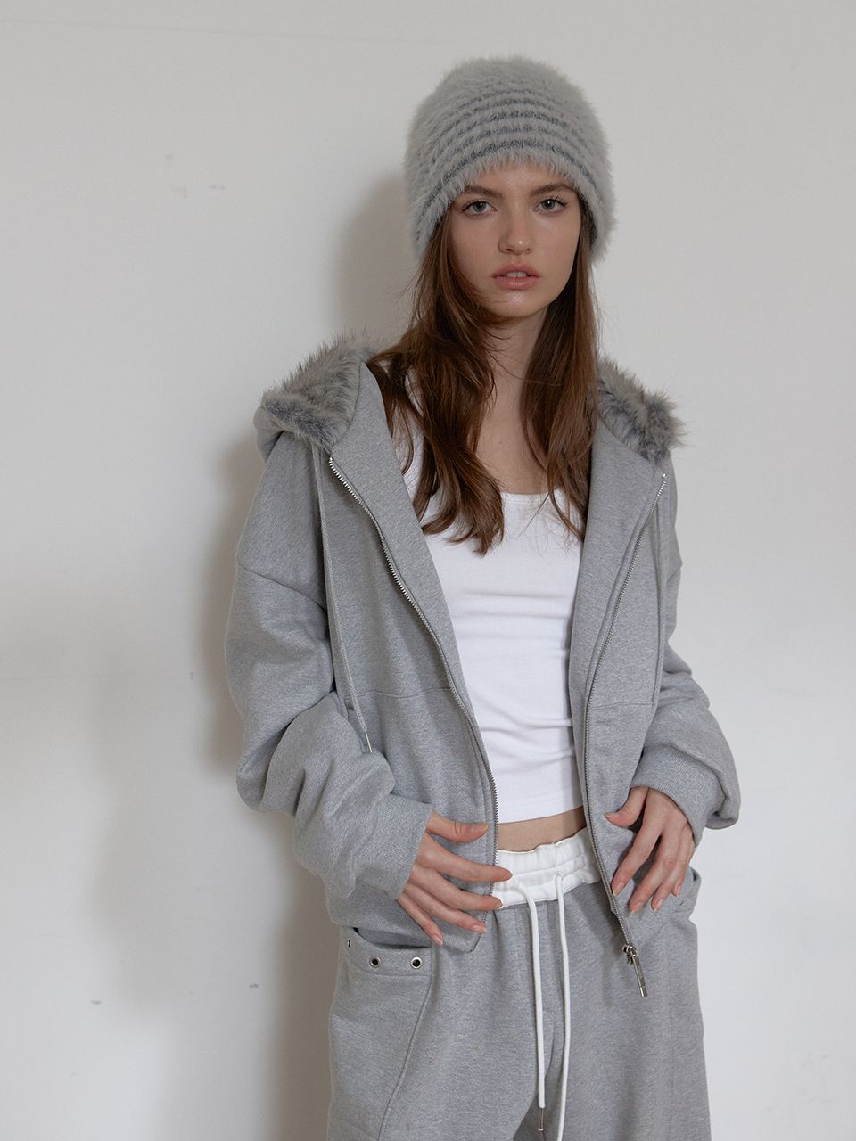 フリースカラーフリップスウェットパンツ (メランジグレー) | ASURA | HANA(ハナ) #6