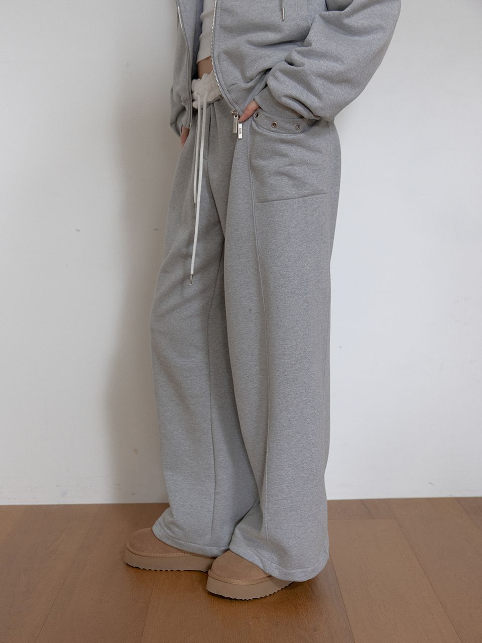 フリースカラーフリップスウェットパンツ (メランジグレー) | ASURA | HANA(ハナ) #8