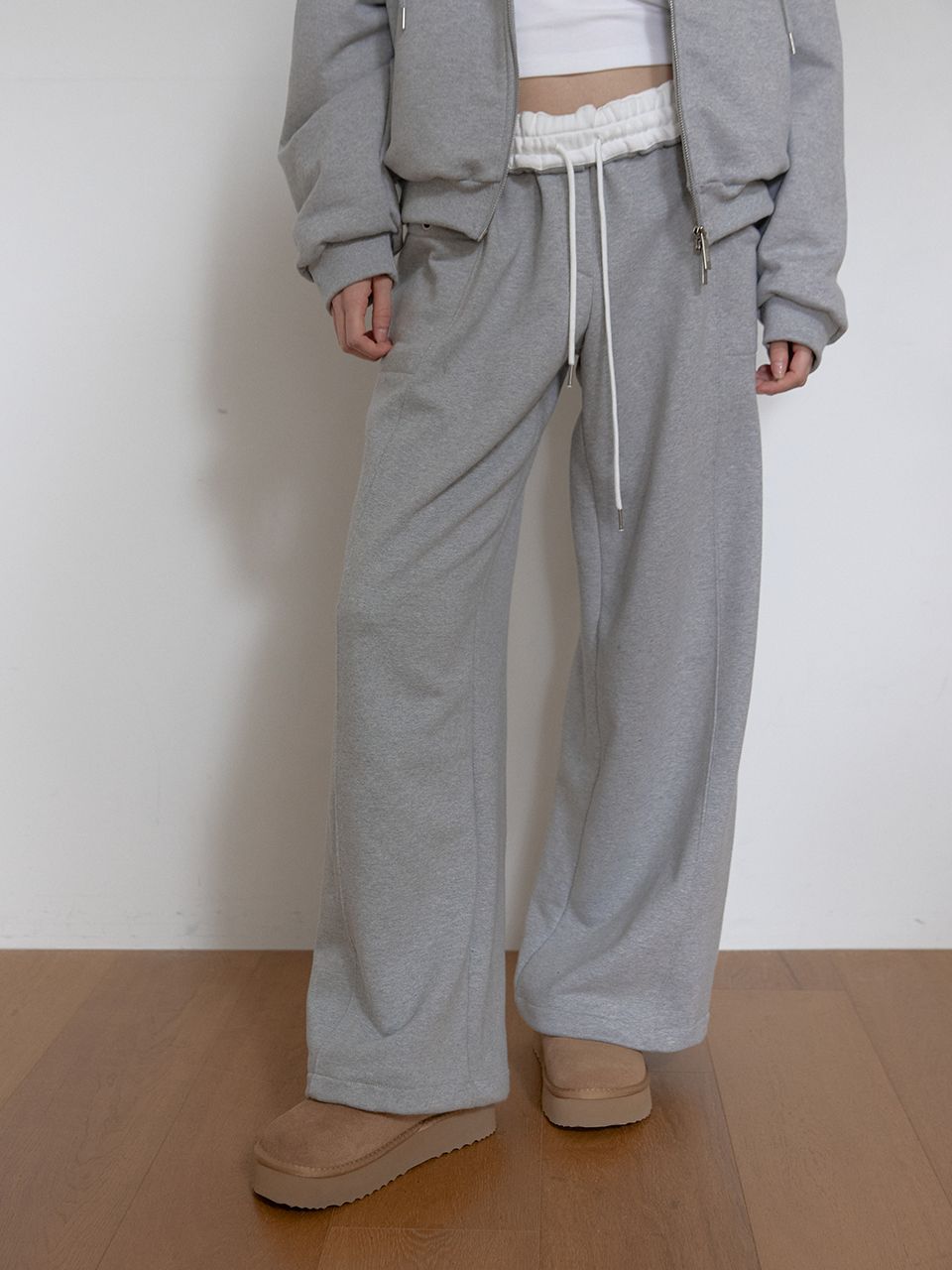 フリースカラーフリップスウェットパンツ (メランジグレー) | ASURA | HANA(ハナ) #9