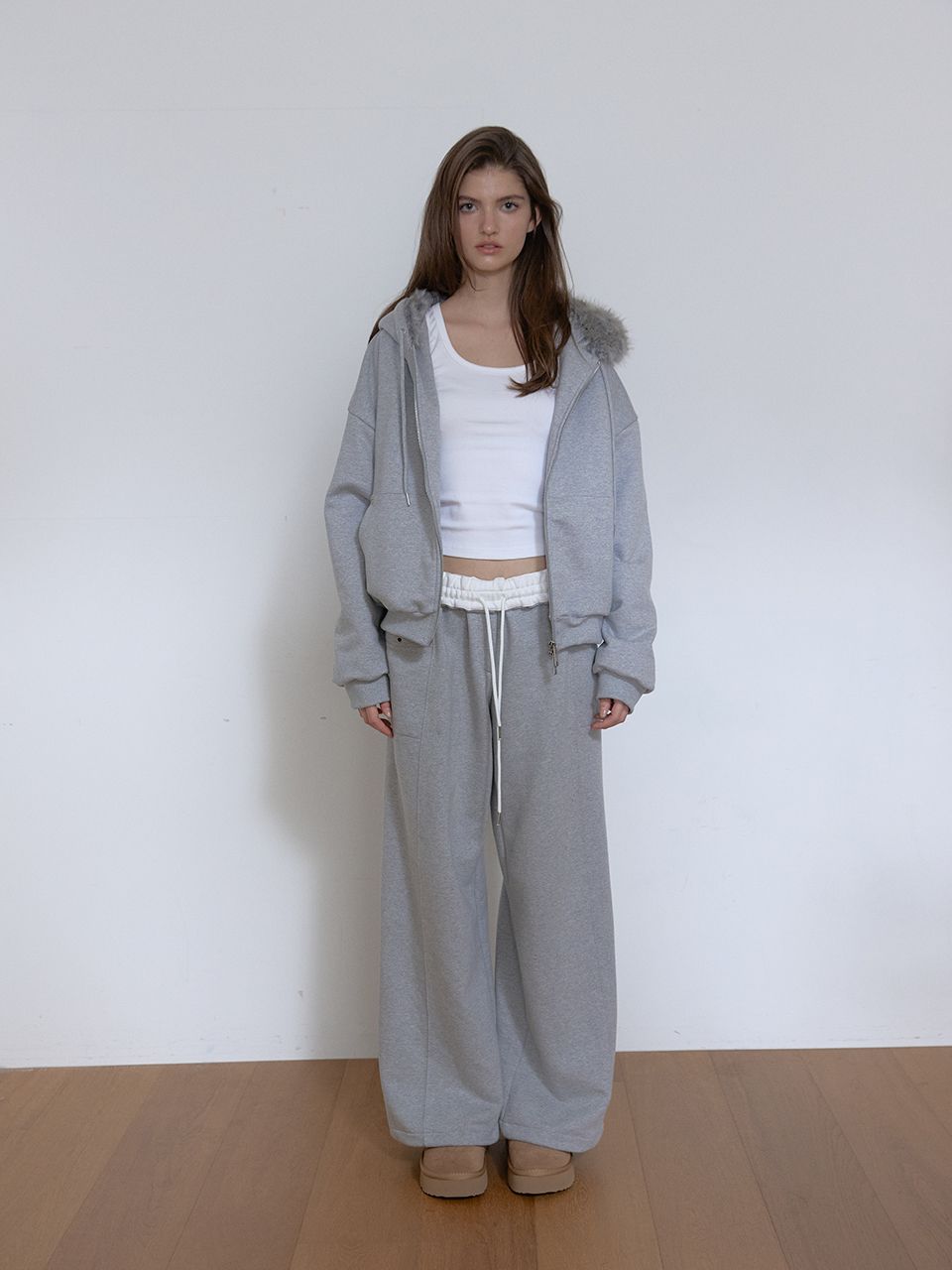 フリースカラーフリップスウェットパンツ (メランジグレー) | ASURA | HANA(ハナ) #10