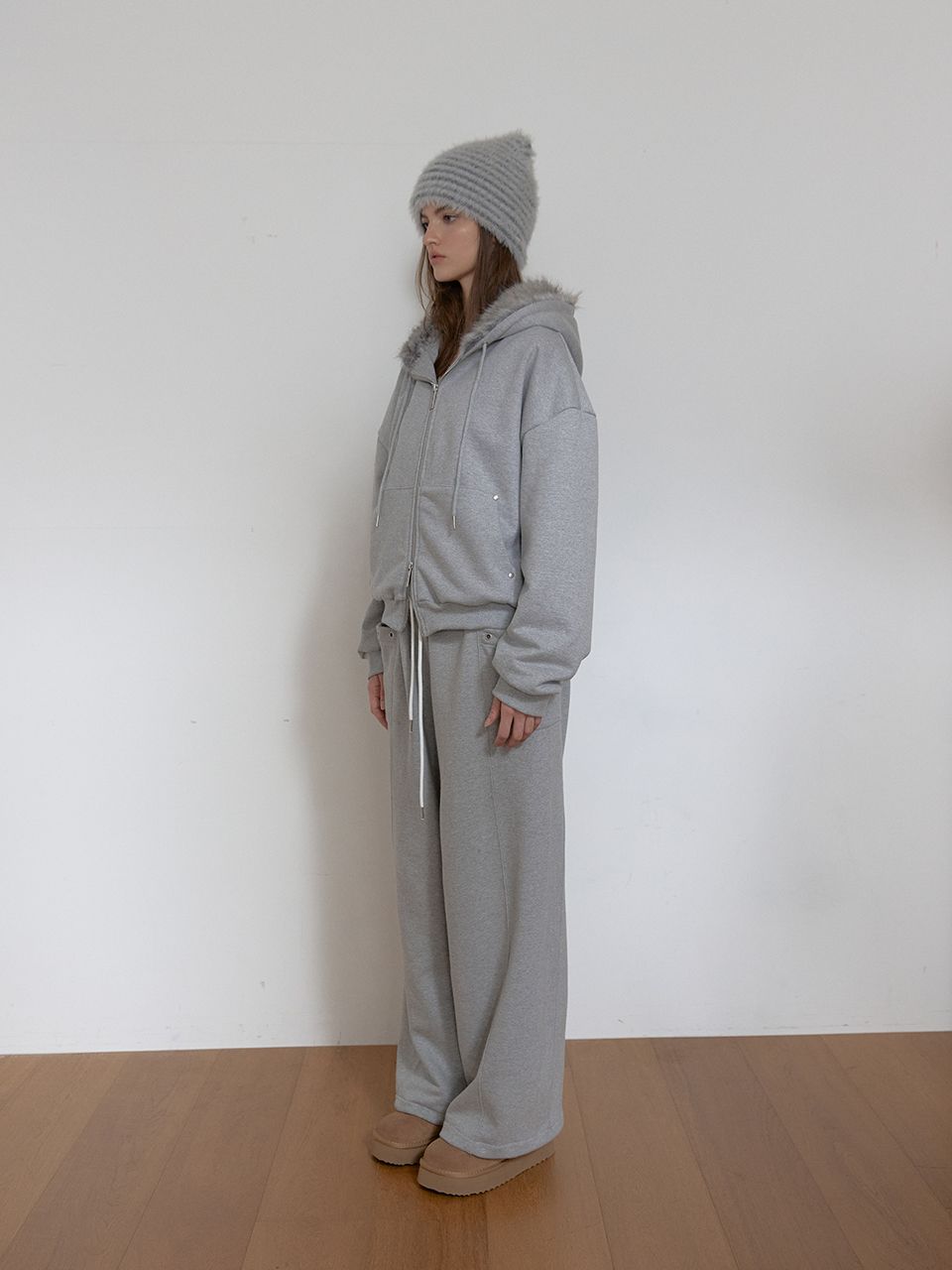 フリースカラーフリップスウェットパンツ (メランジグレー) | ASURA | HANA(ハナ) #11