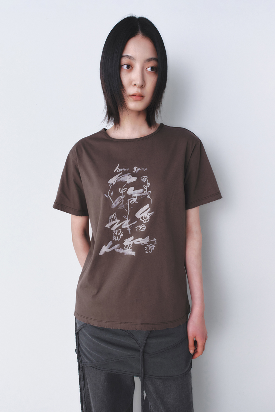 ヴィンテージ スケッチ Tシャツ ブラウン | INSILENCE | HANA(ハナ) #5