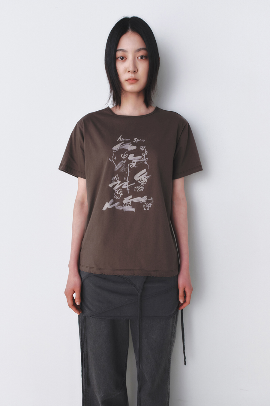 ヴィンテージ スケッチ Tシャツ ブラウン | INSILENCE | HANA(ハナ) #7