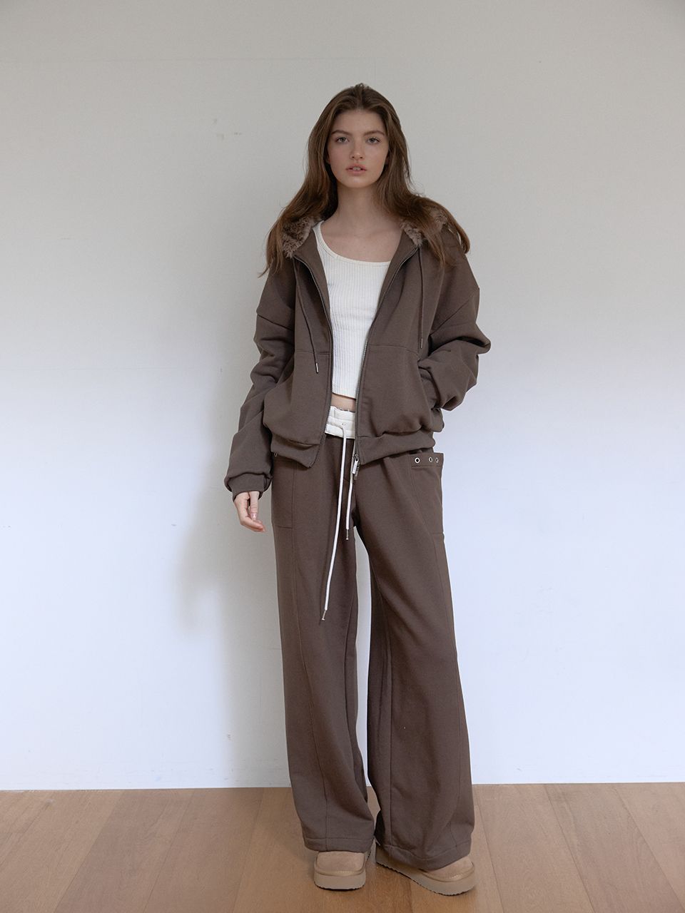 フリースカラーフリップスウェットパンツ (ブラウン) | ASURA | HANA(ハナ) #6