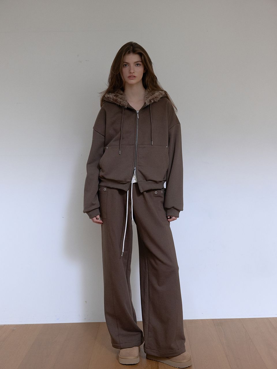 フリースカラーフリップスウェットパンツ (ブラウン) | ASURA | HANA(ハナ) #7