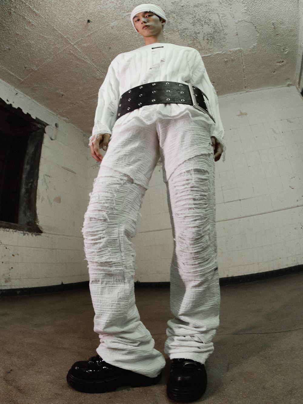 ディストレスト クラック ローライズパンツ_[ホワイト] | LECYTO | HANA(ハナ) #6