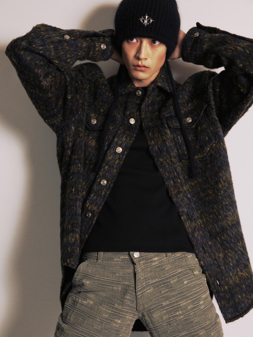 ヘアリー ウール オーバーシャ​​ツ ジャケット_[カーキ] | LECYTO | HANA(ハナ) #6