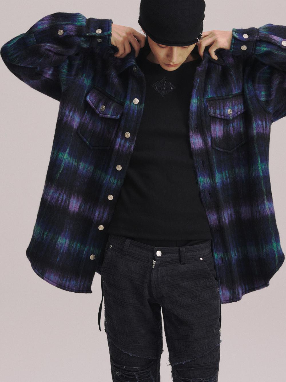 チェック ウール オーバーシャ​​ツ ジャケット_[ネイビー] | LECYTO | HANA(ハナ) #5