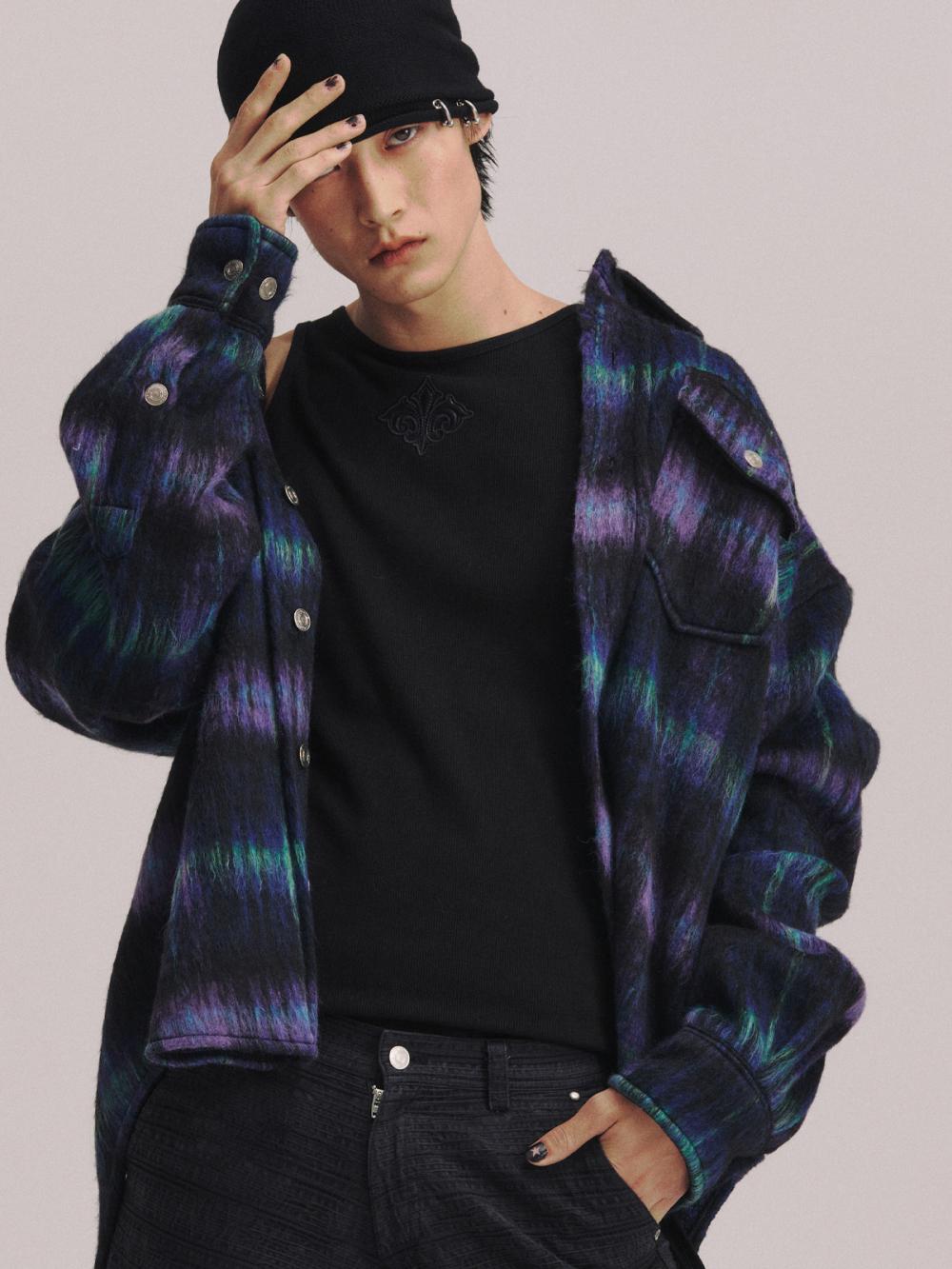 チェック ウール オーバーシャ​​ツ ジャケット_[ネイビー] | LECYTO | HANA(ハナ) #7