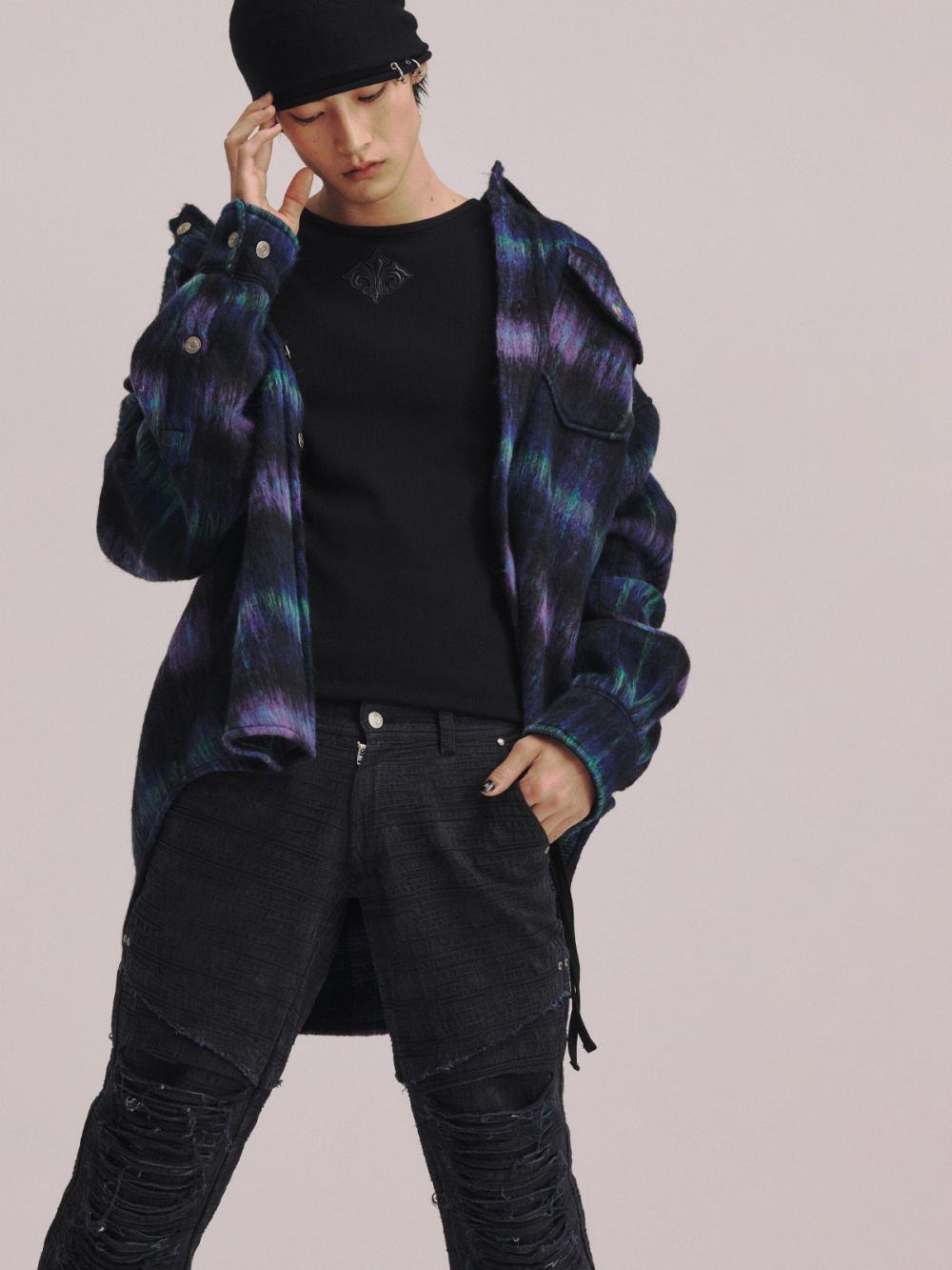 チェック ウール オーバーシャ​​ツ ジャケット_[ネイビー] | LECYTO | HANA(ハナ) #10