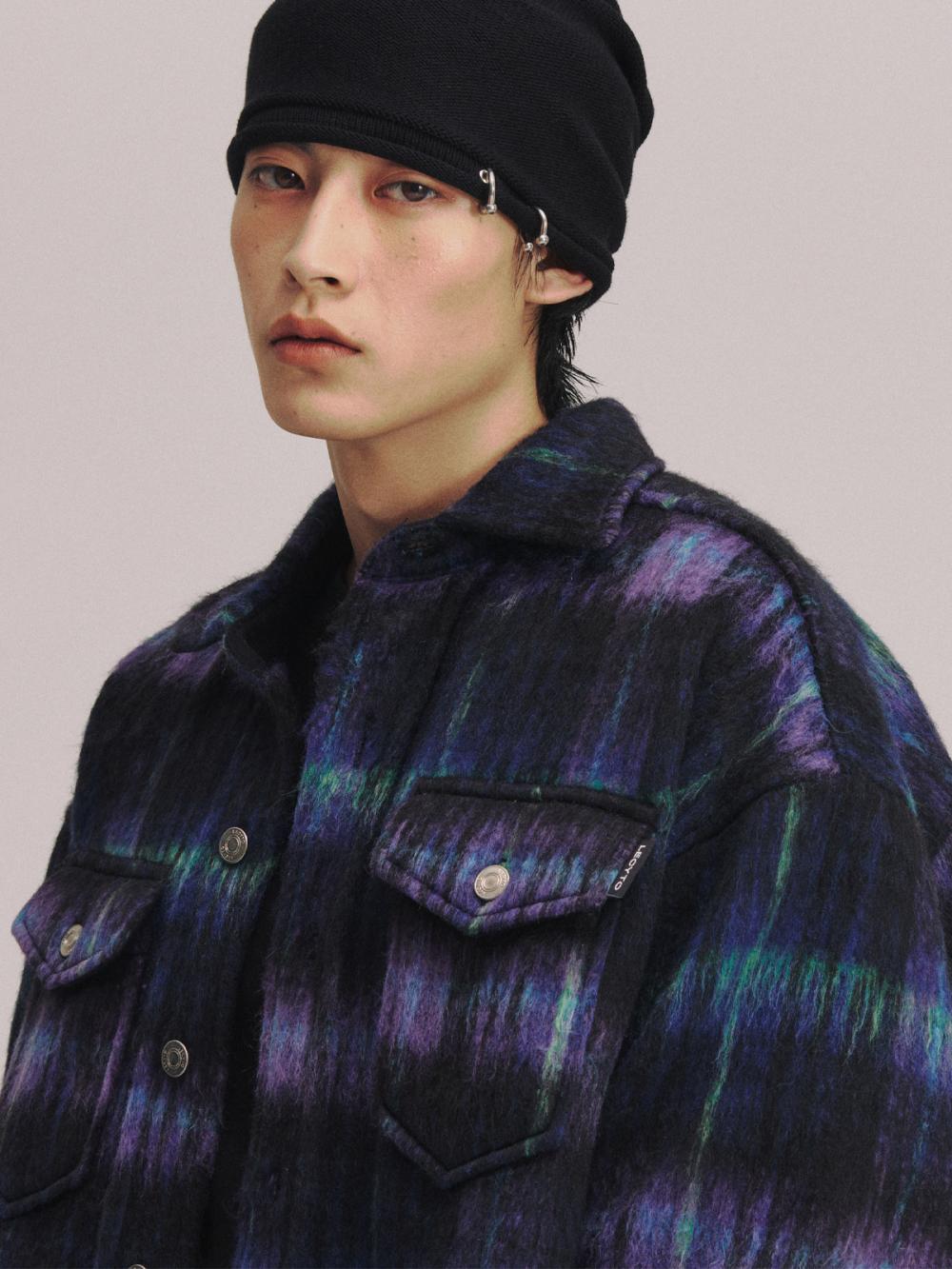 チェック ウール オーバーシャ​​ツ ジャケット_[ネイビー] | LECYTO | HANA(ハナ) #11