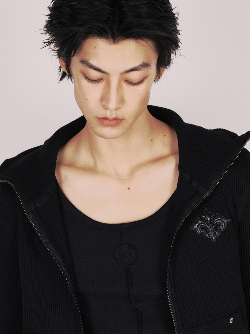 マジェスティ ワッフル フーディー ジップアップ_[ブラック] | LECYTO | HANA(ハナ) #7