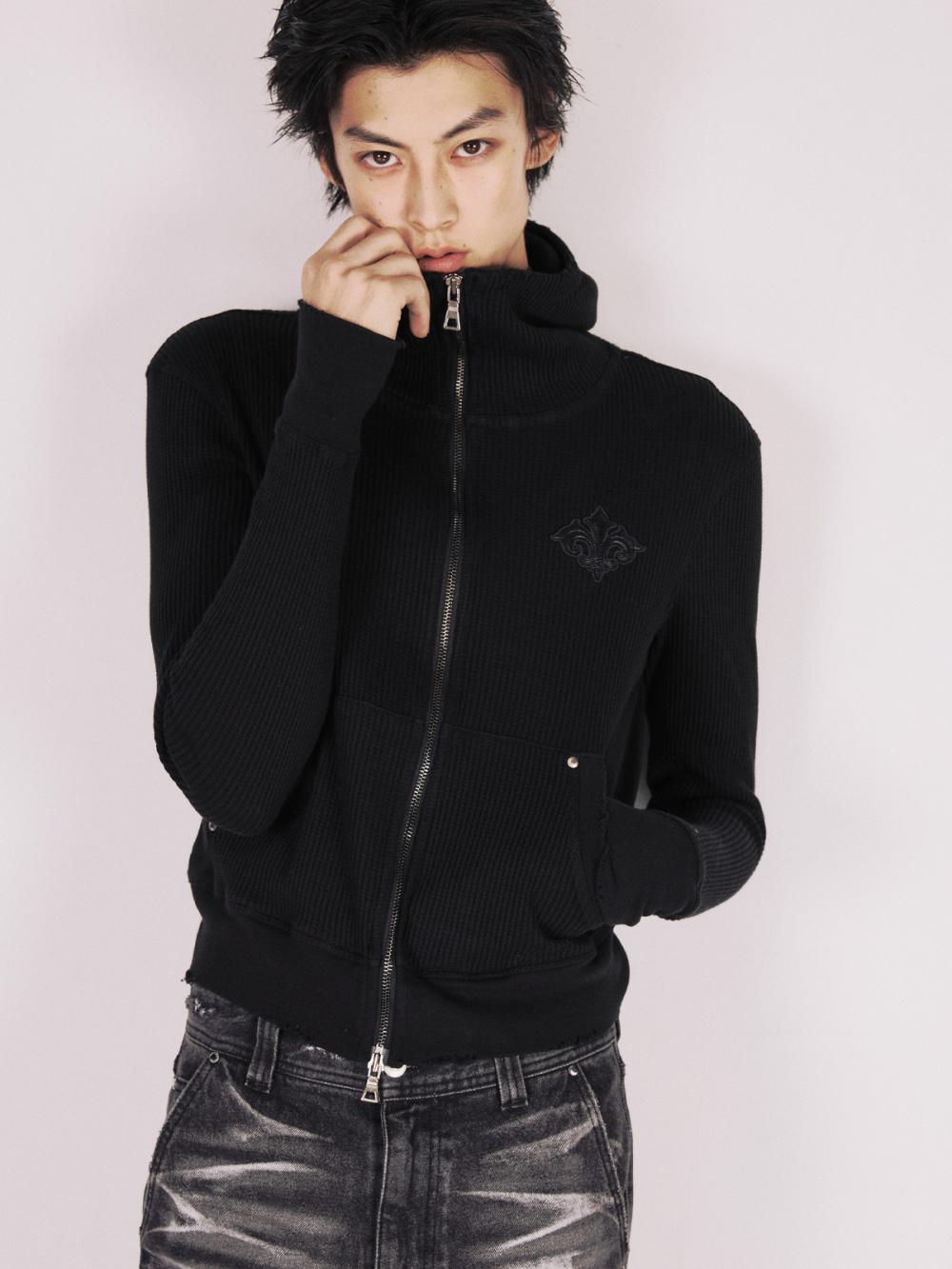 マジェスティ ワッフル フーディー ジップアップ_[ブラック] | LECYTO | HANA(ハナ) #12