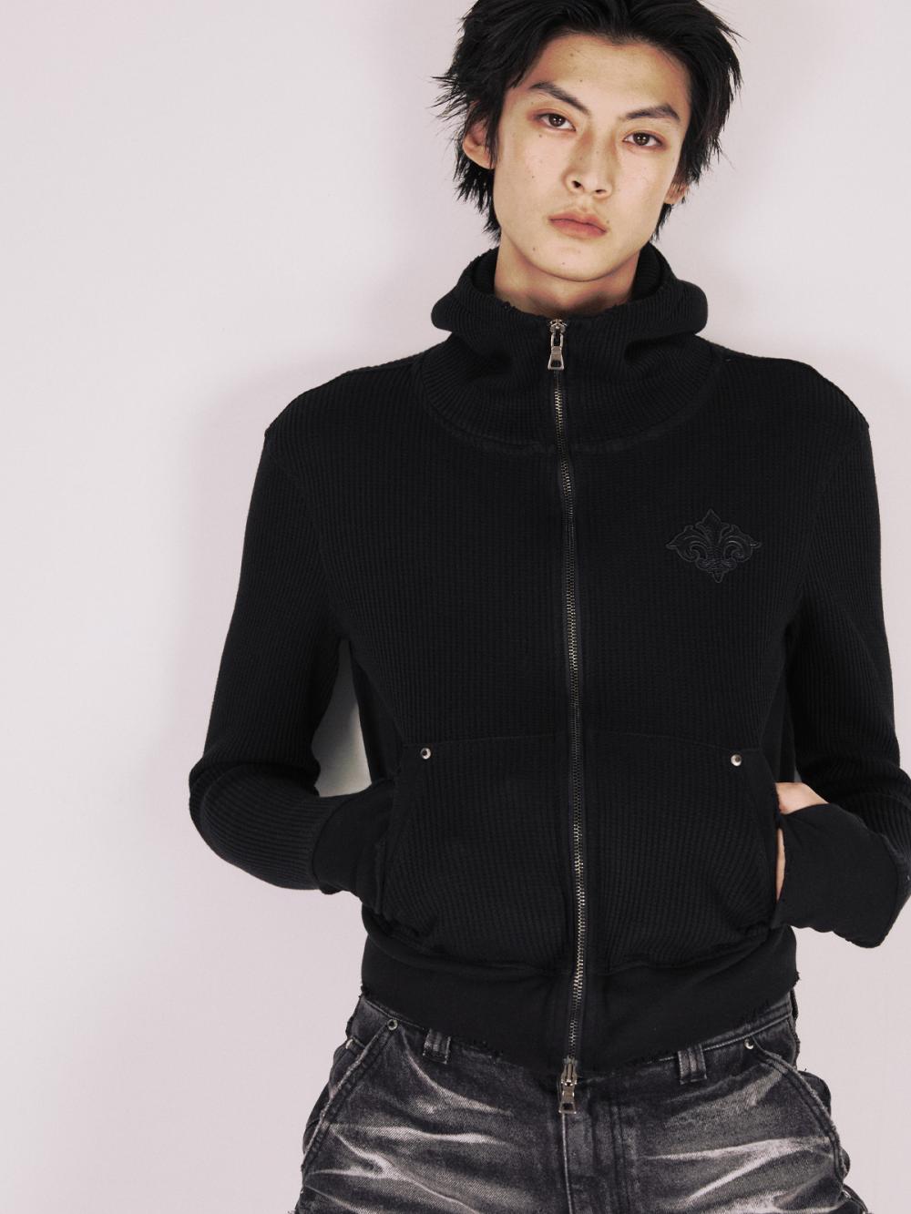 マジェスティ ワッフル フーディー ジップアップ_[ブラック] | LECYTO | HANA(ハナ) #17