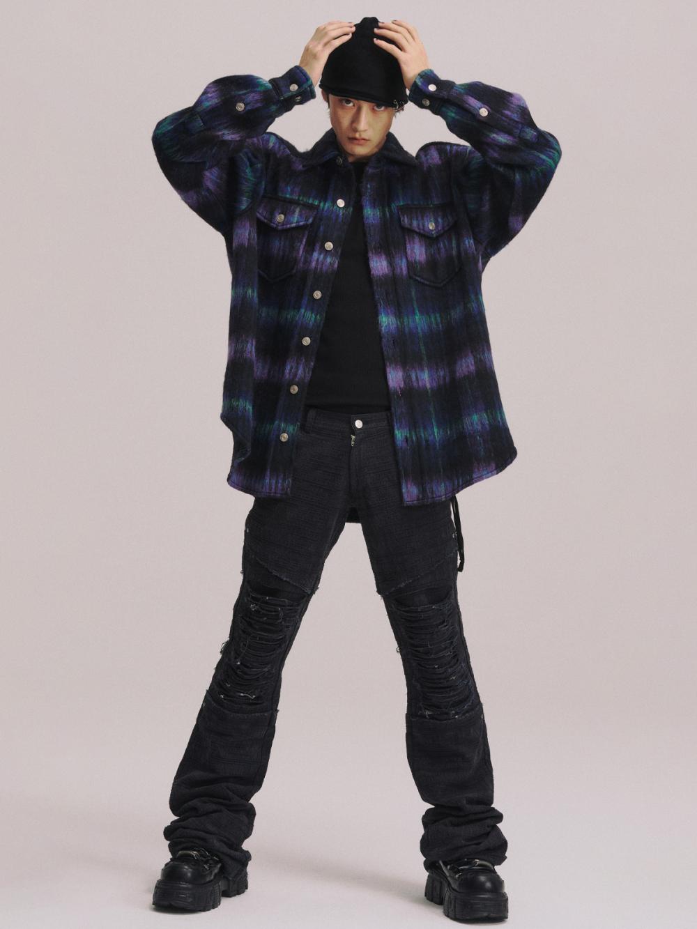 チェック ウール オーバーシャ​​ツ ジャケット_[ネイビー] | LECYTO | HANA(ハナ) #3