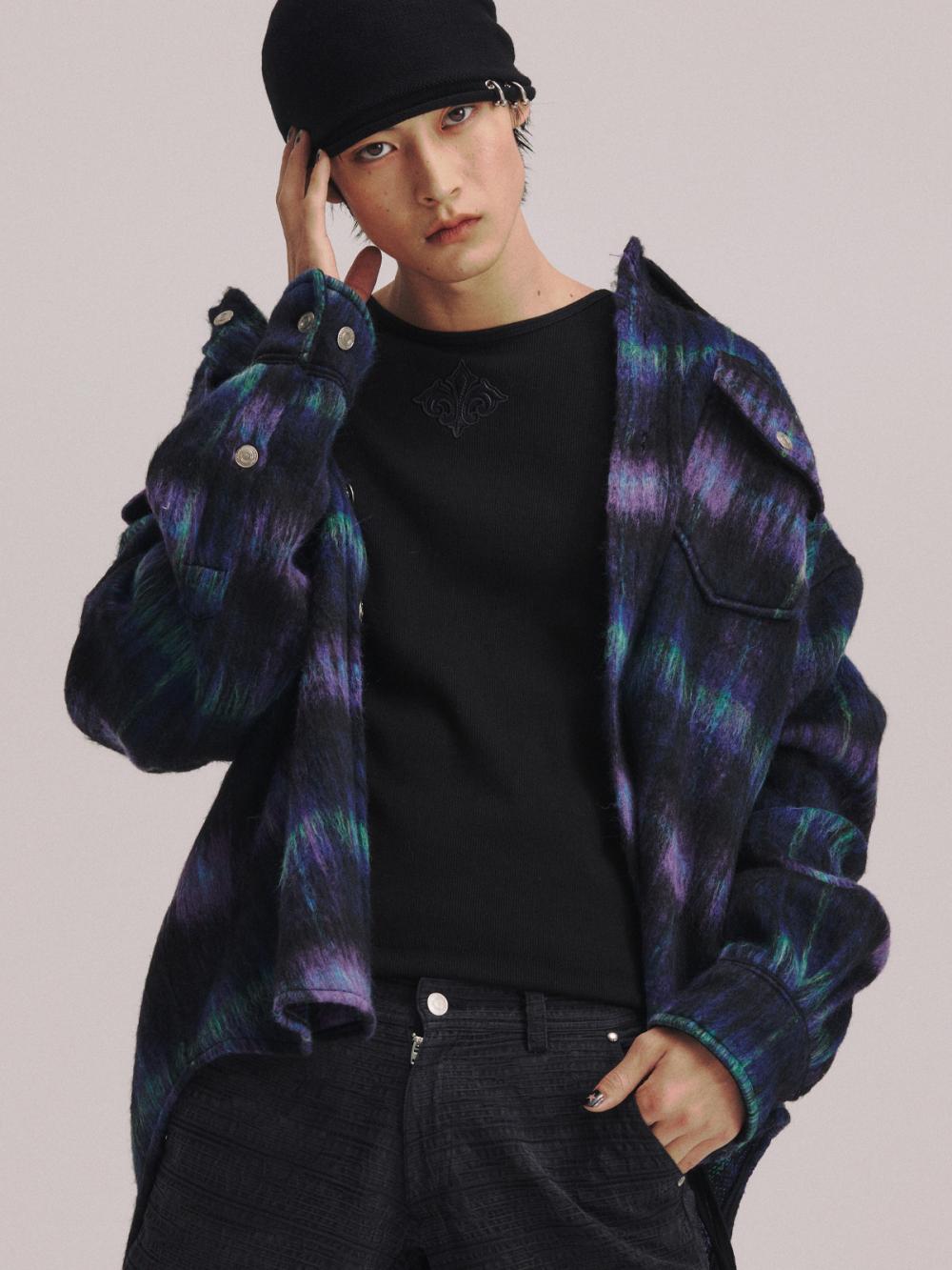 チェック ウール オーバーシャ​​ツ ジャケット_[ネイビー] | LECYTO | HANA(ハナ) #4