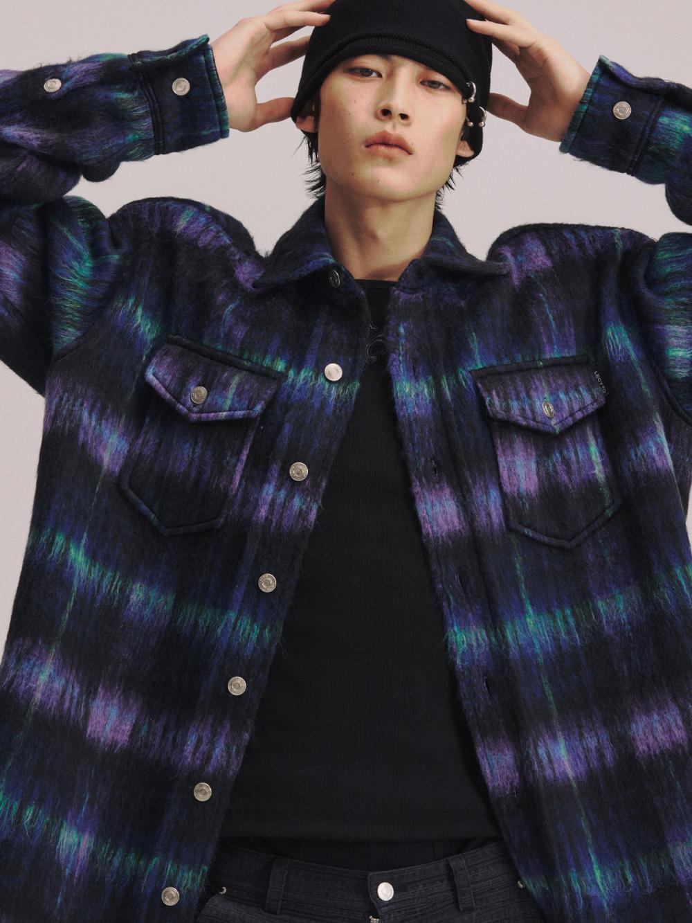 チェック ウール オーバーシャ​​ツ ジャケット_[ネイビー] | LECYTO | HANA(ハナ) #12