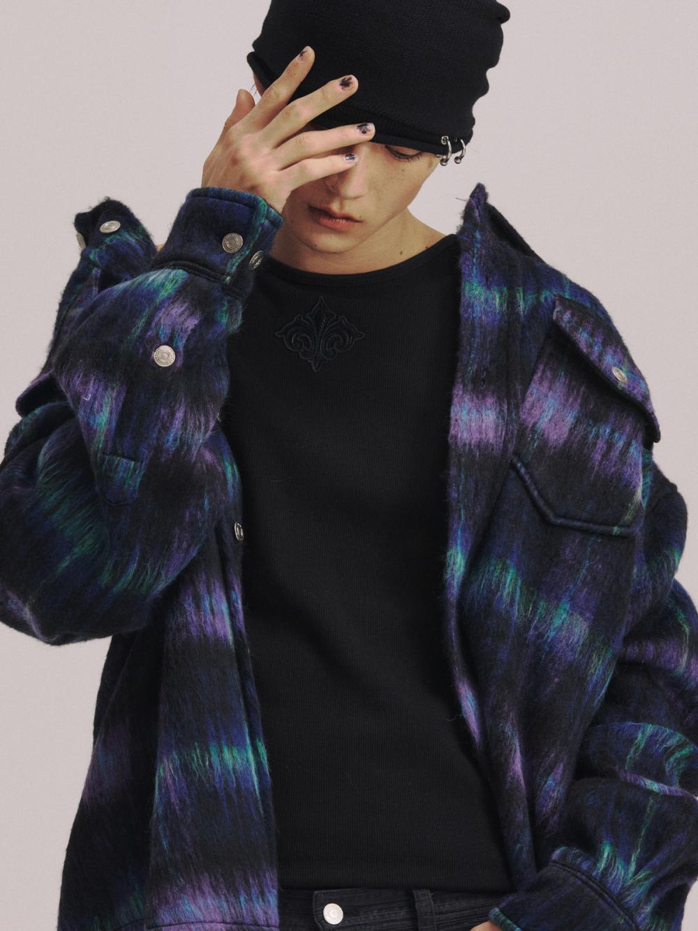 チェック ウール オーバーシャ​​ツ ジャケット_[ネイビー] | LECYTO | HANA(ハナ) #13