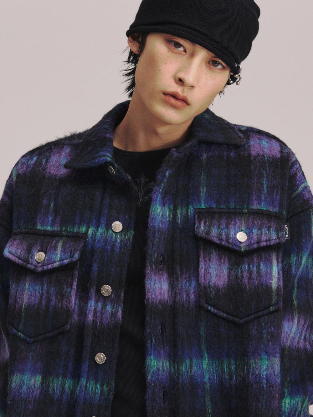 チェック ウール オーバーシャ​​ツ ジャケット_[ネイビー] | LECYTO | HANA(ハナ) #2