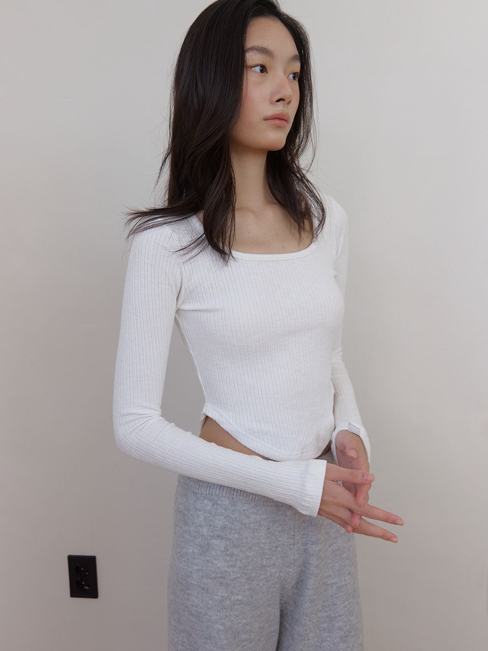 AS スクエアネックTシャツ [ホワイト] | ASURA | HANA(ハナ) #9