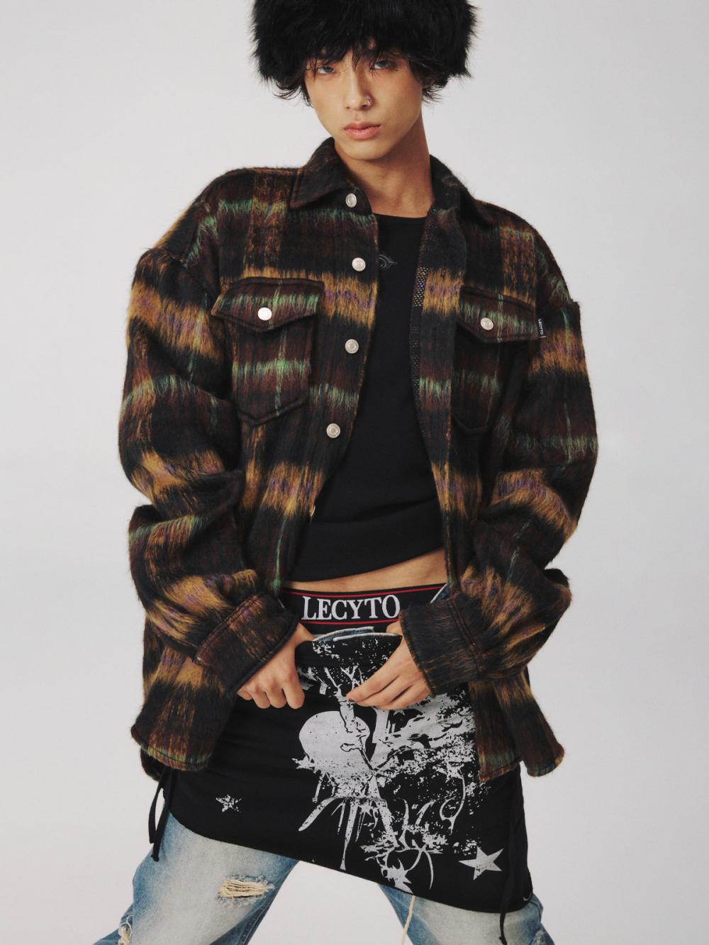 チェック ウール オーバーシャ​​ツ ジャケット_[ブラウン] | LECYTO | HANA(ハナ) #2