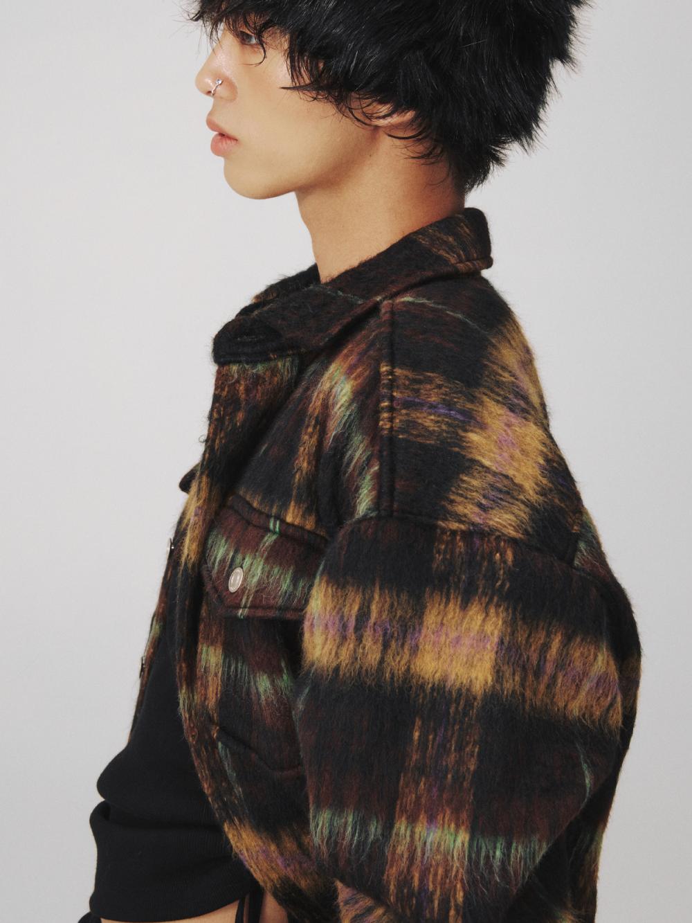 チェック ウール オーバーシャ​​ツ ジャケット_[ブラウン] | LECYTO | HANA(ハナ) #4