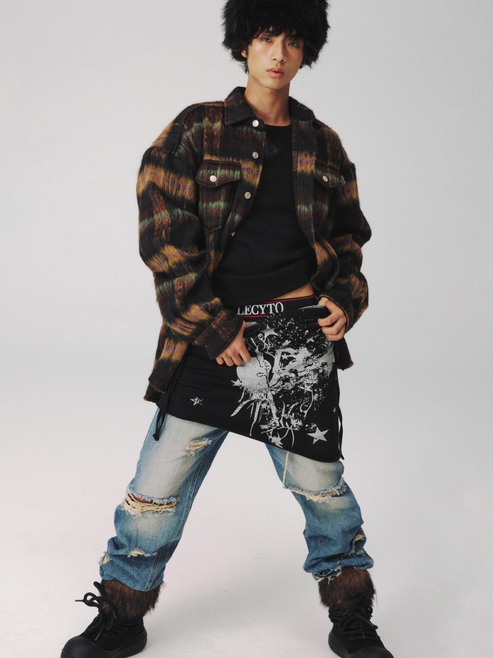 チェック ウール オーバーシャ​​ツ ジャケット_[ブラウン] | LECYTO | HANA(ハナ) #7