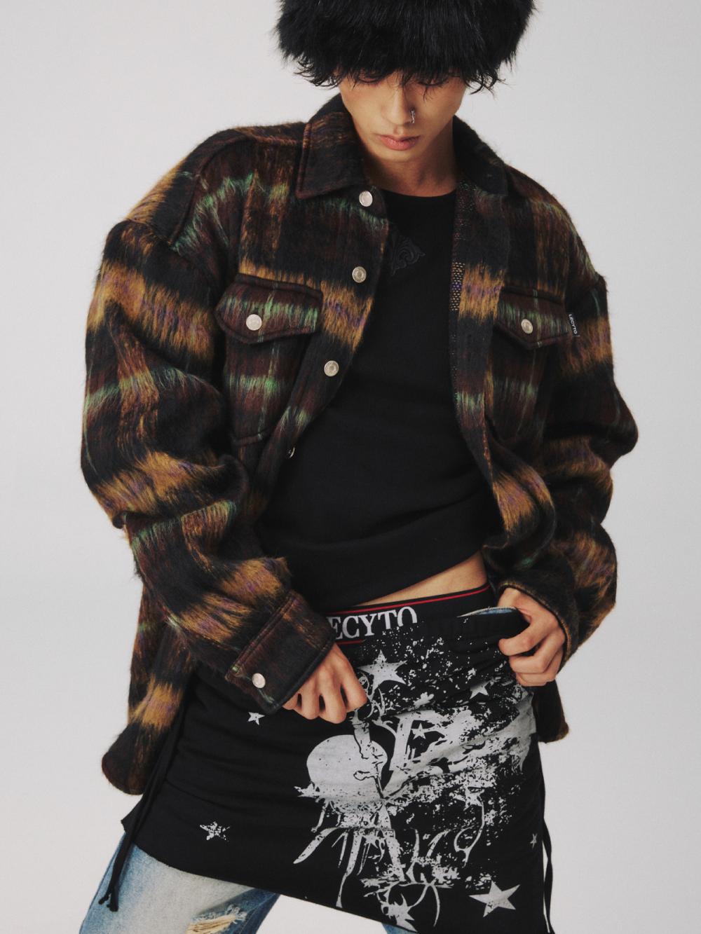 チェック ウール オーバーシャ​​ツ ジャケット_[ブラウン] | LECYTO | HANA(ハナ) #8