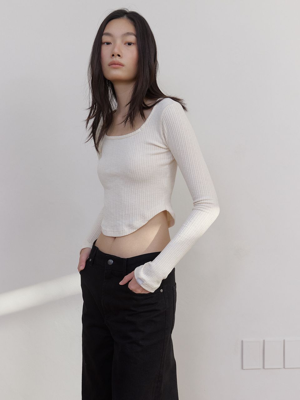 AS スクエアネックTシャツ (アイボリー) | ASURA | HANA(ハナ) #4