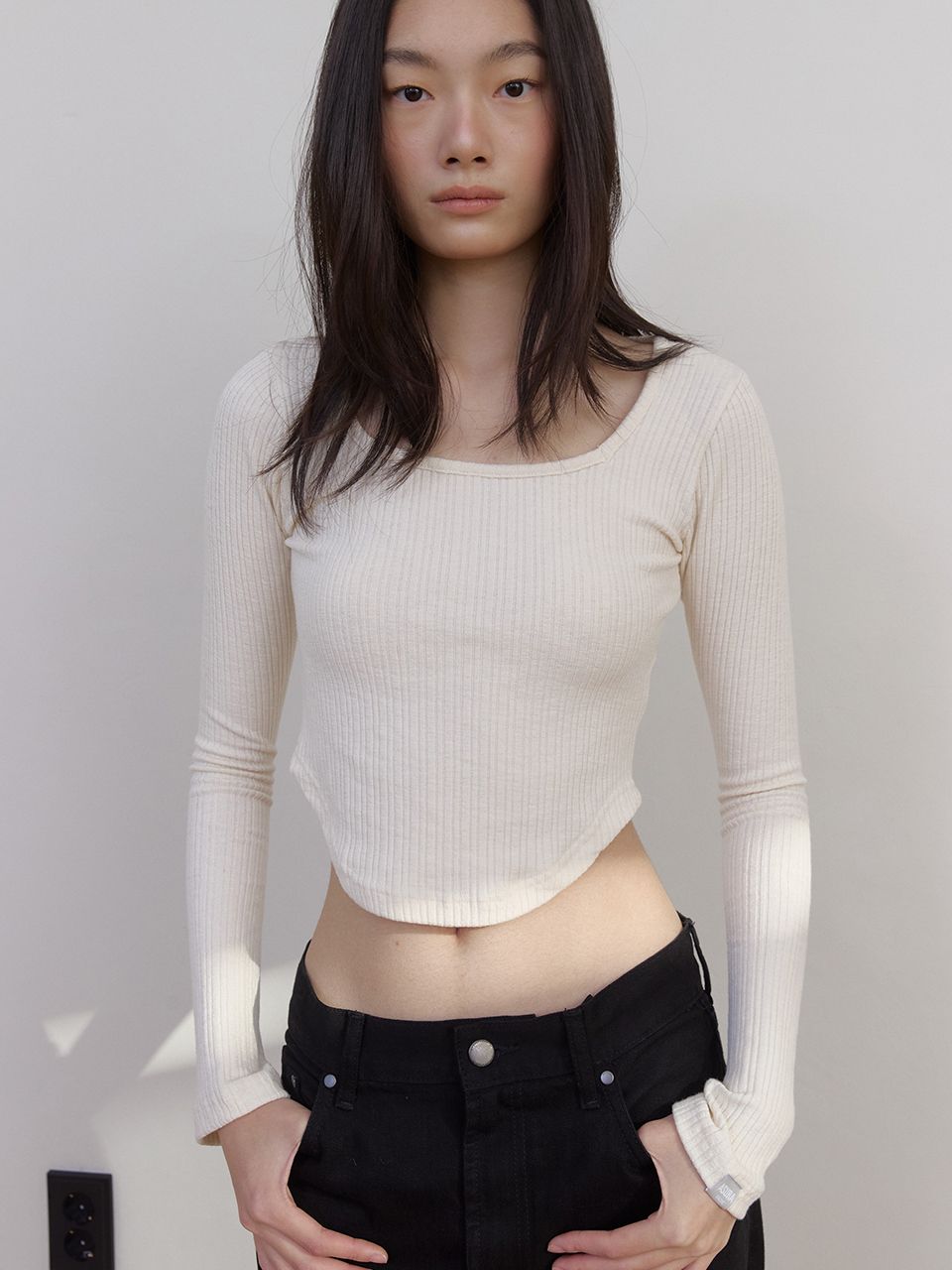 AS スクエアネックTシャツ (アイボリー) | ASURA | HANA(ハナ) #5