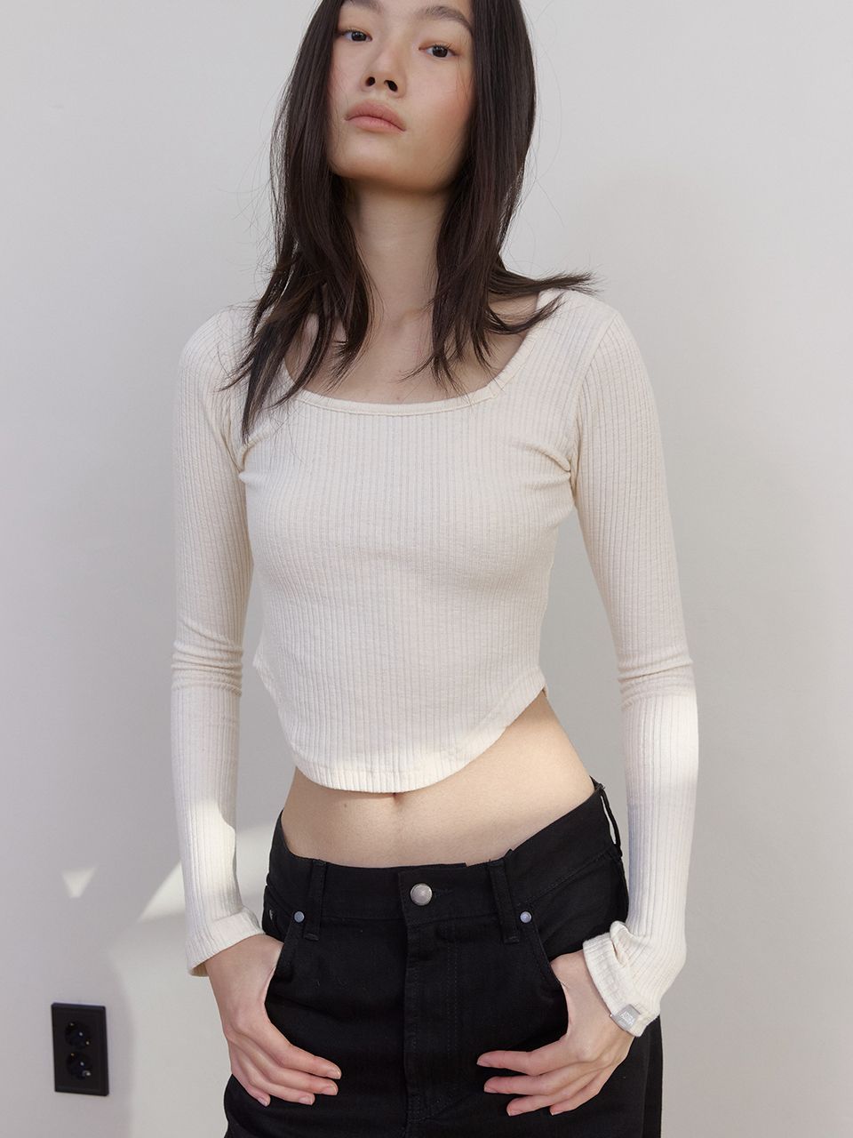 AS スクエアネックTシャツ (アイボリー) | ASURA | HANA(ハナ) #9