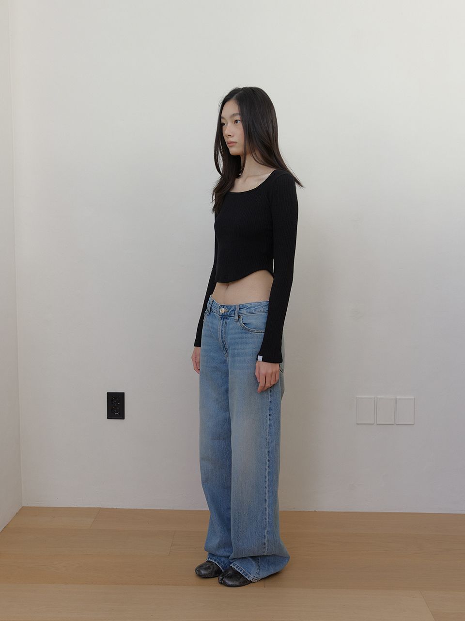 AS スクエアネックTシャツ (ブラック) | ASURA | HANA(ハナ) #12