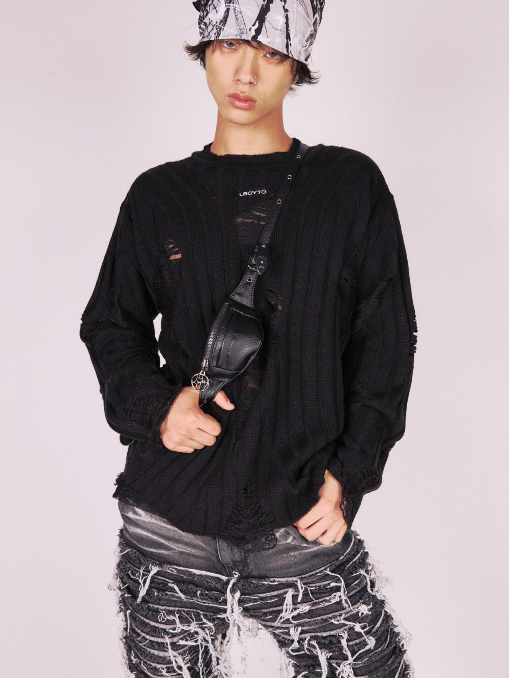 アナーキー クルーネック ニット_[ブラック] | LECYTO | HANA(ハナ) #6