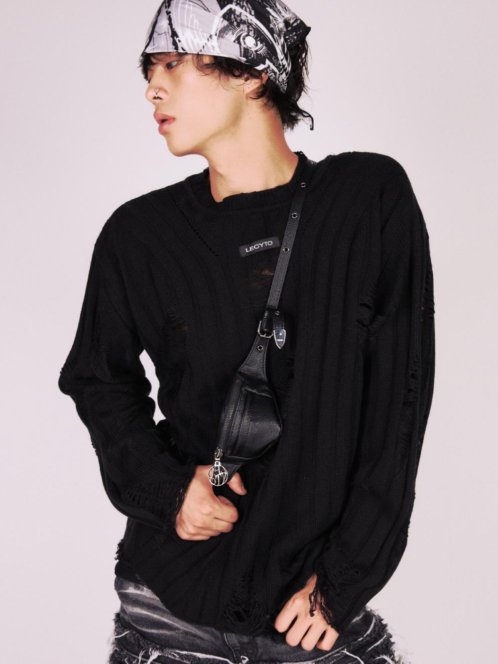 アナーキー クルーネック ニット_[ブラック] | LECYTO | HANA(ハナ) #7