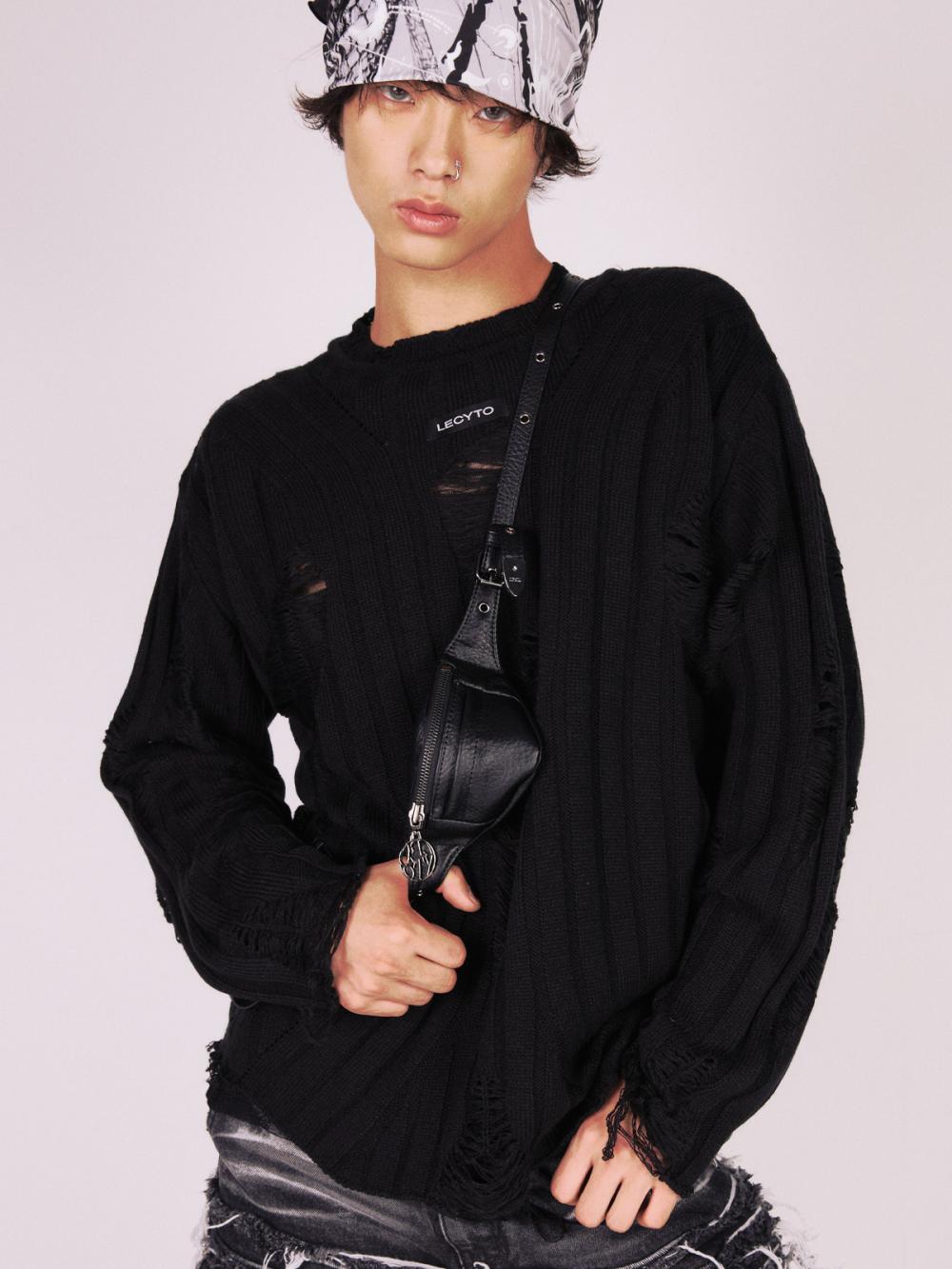 アナーキー クルーネック ニット_[ブラック] | LECYTO | HANA(ハナ) #9