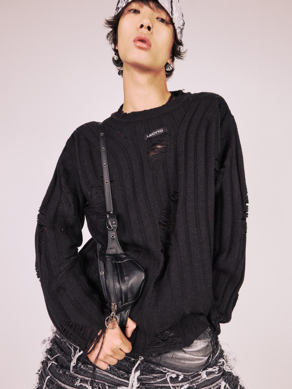 アナーキー クルーネック ニット_[ブラック] | LECYTO | HANA(ハナ) #12